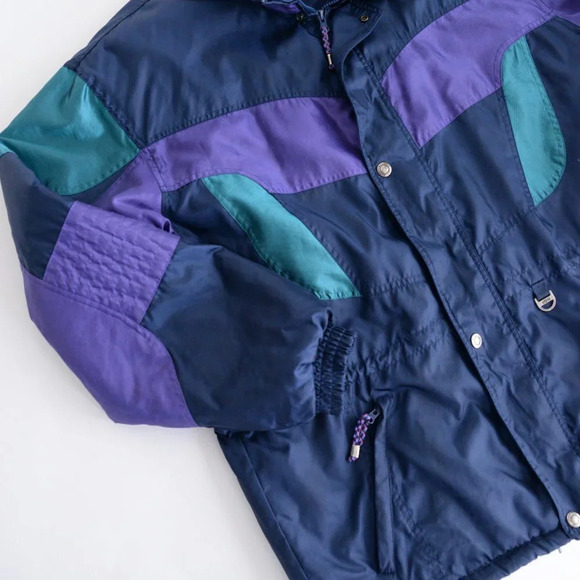 Etirel Vintage Navy and Purple Winter Coat  ~Sz 44 - Picture 12 of 15